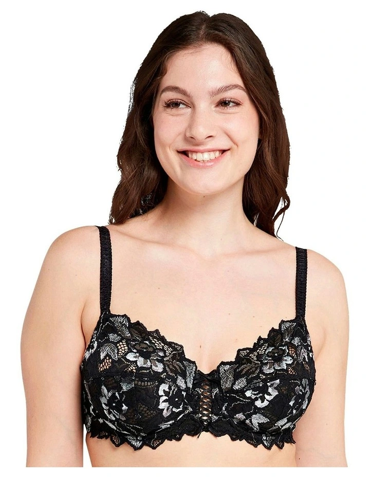 Arum Gala Wired Full Cup Lace Bra in Black Grey White