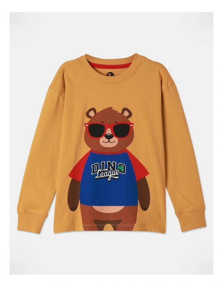 Essentials Long Sleeve Printed T-Shirt in Mustard