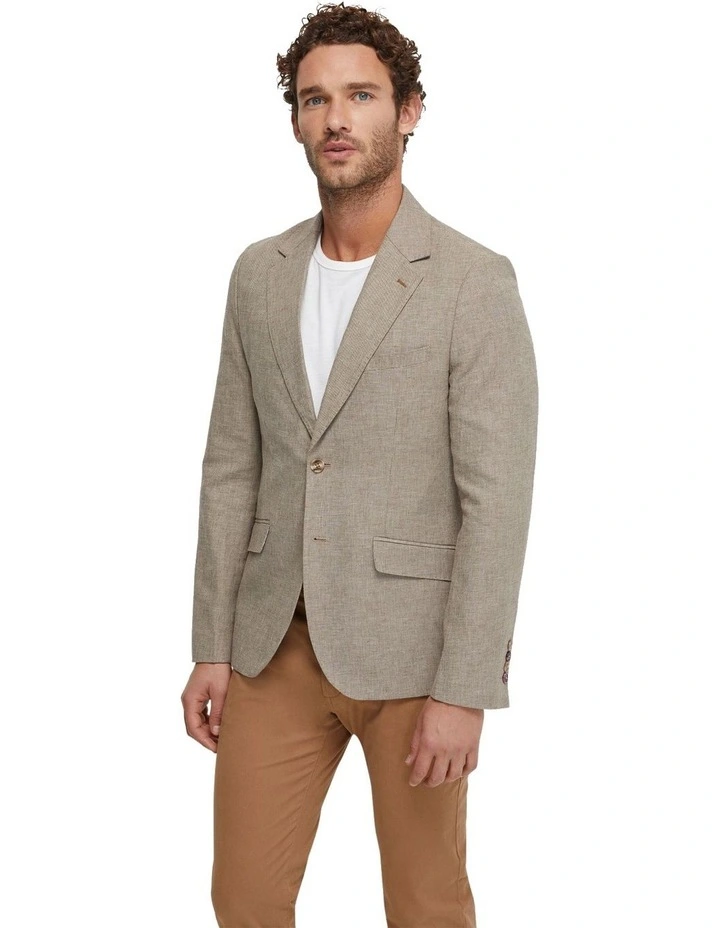 Blake Linen Blend Blazer in Bark