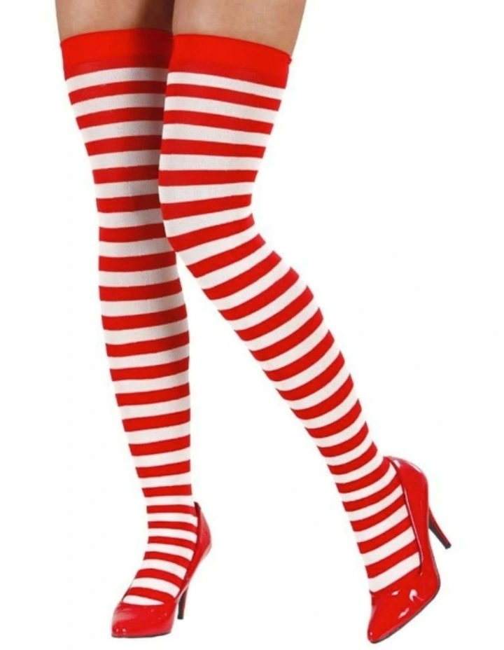 Over The Knee Socks in Red/White
