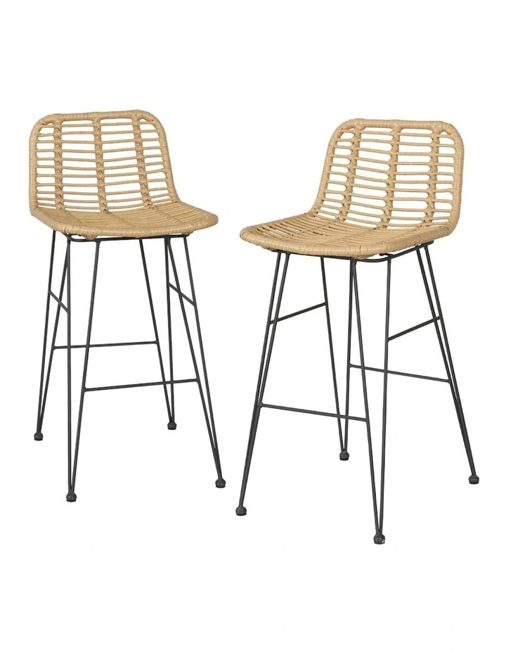 Wicker Outdoor Bar Stools in Brown