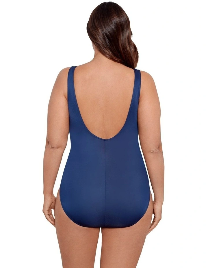 Illusionists Crossover Draped Shaping Swimsuit Plus in Midnight