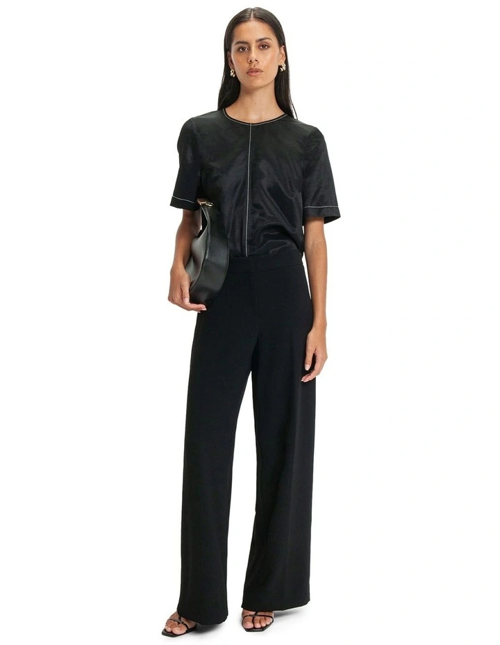 Seam Detail Wide Leg Pant in Black