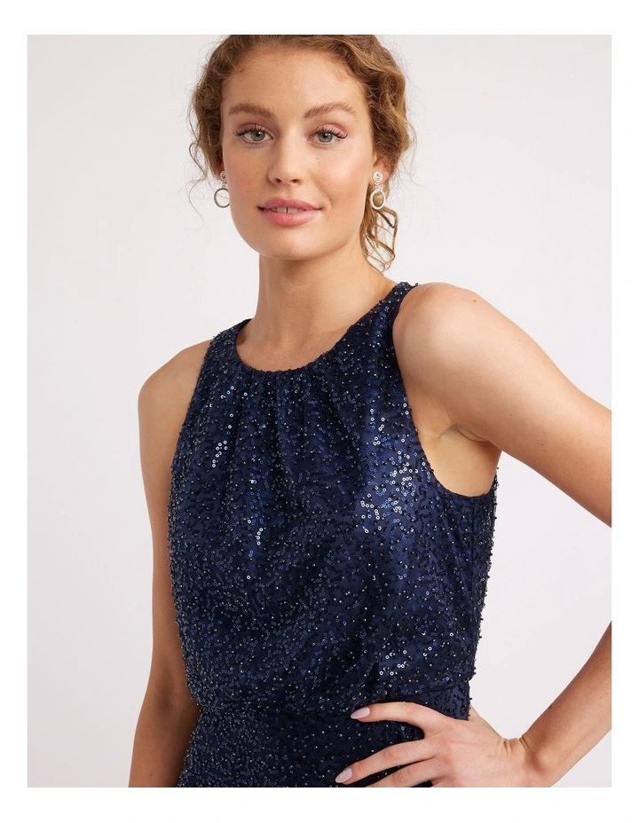 Venetian Midi Dress in Navy