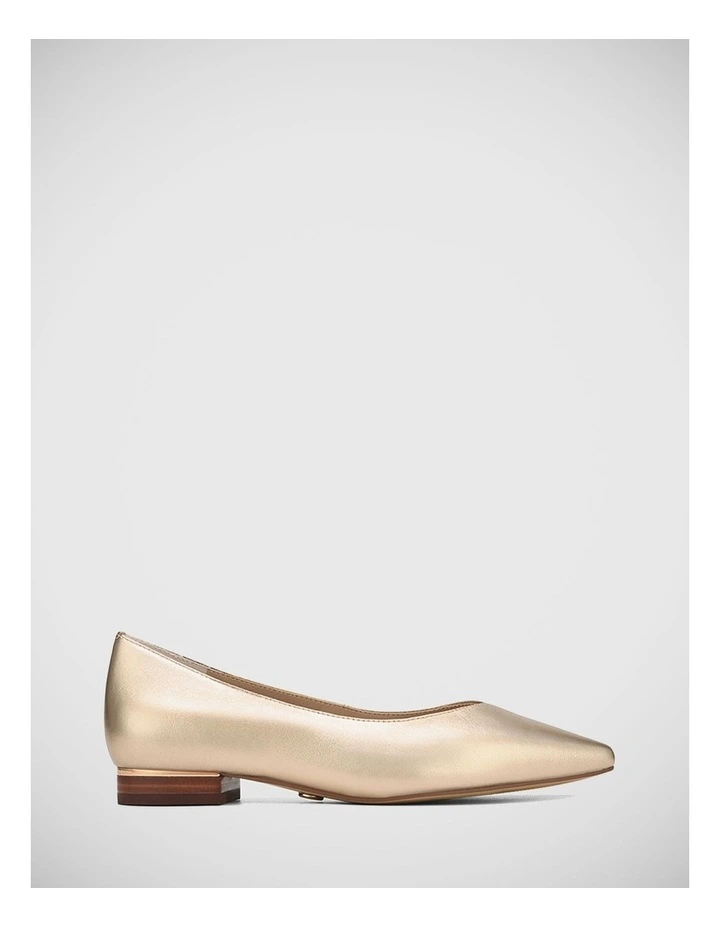 Monica Leather Flat in Champagne