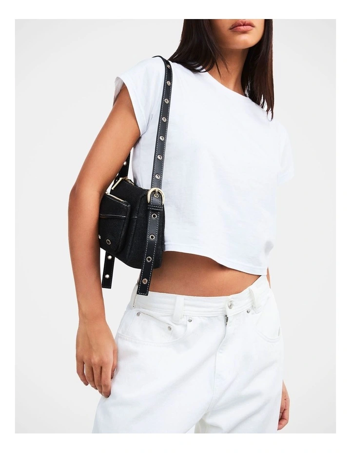 The Jacques Denim Shoulder Bag in Black