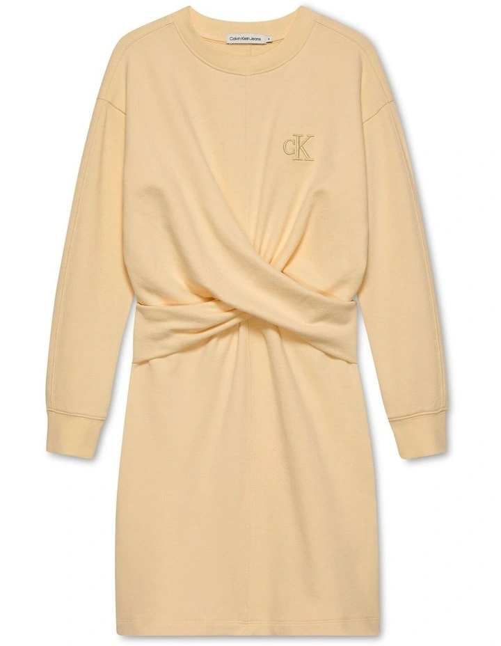 Twist Long Sleeve Dress in Vanilla