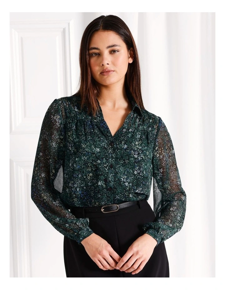 Tuck Detail Shirt in Dark Green