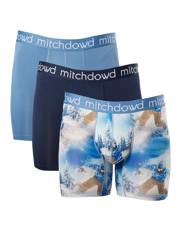 Eco Snow Boarder Recycled Repreve Comfort Trunk 3 Pack in Denim