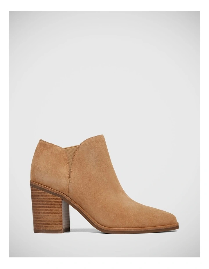 Presli Suede Leather Ankle Boot in Camel