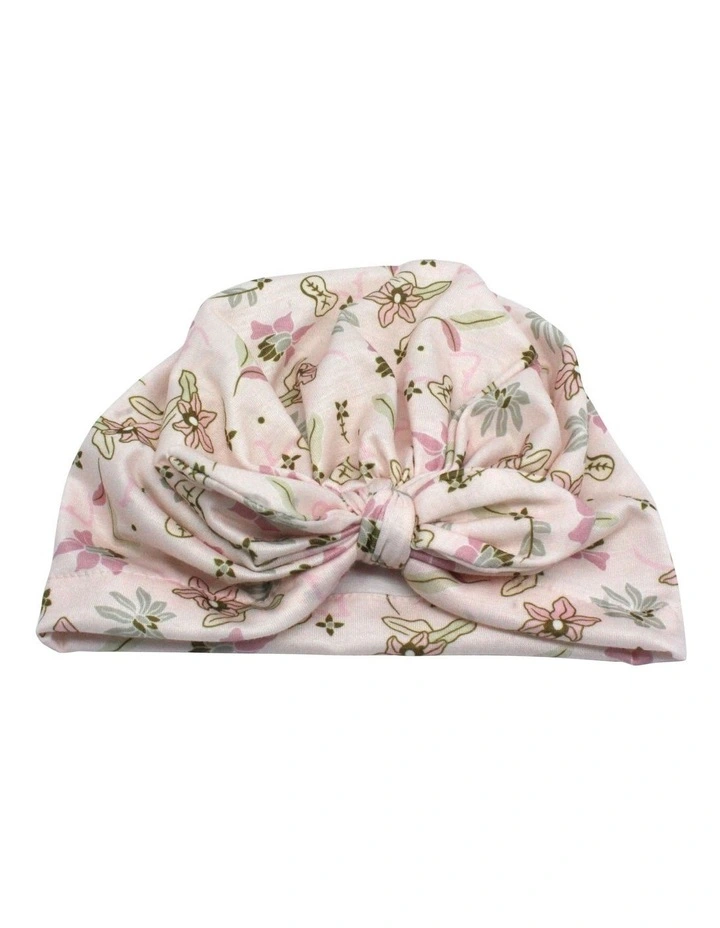 Vintage Floral Print Broderie Turban in Pink