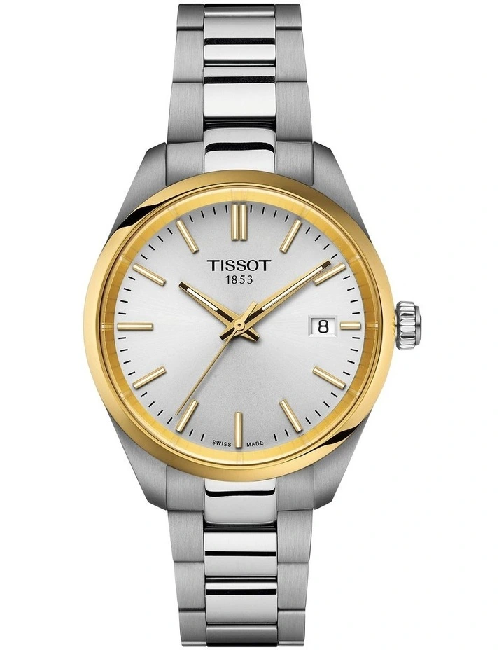 PR 100 34mm T1502102103100 Watch in Silver/Yellow Gold