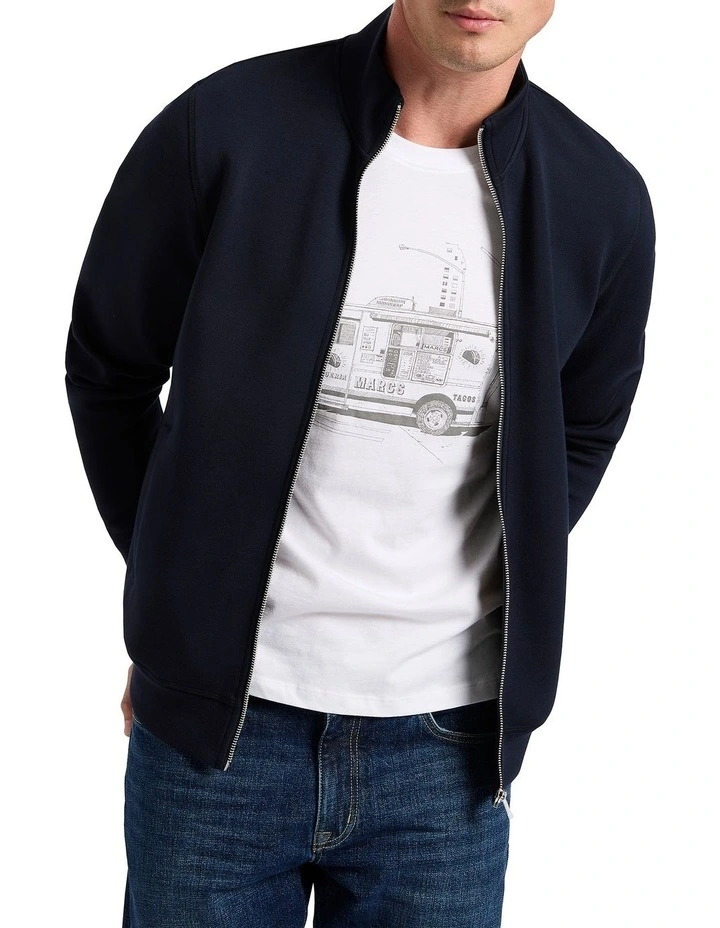 Neo Zip Thru Sweater in Navy