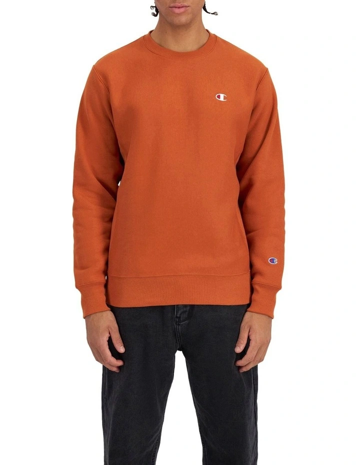 Reverse Weave Crew in Orange
