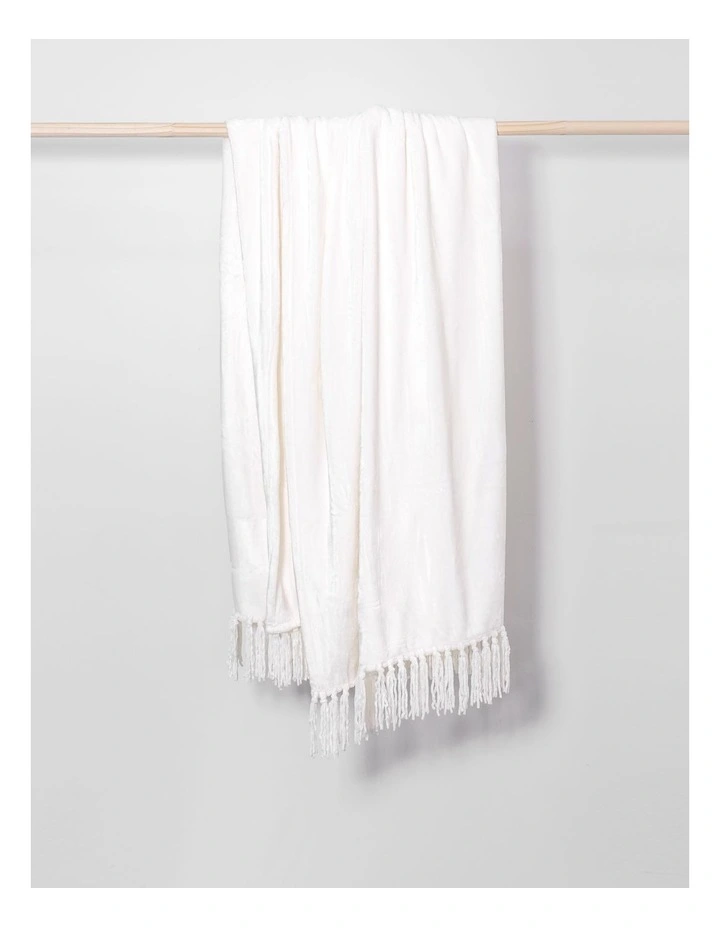Chenille Fringe Blanket in White