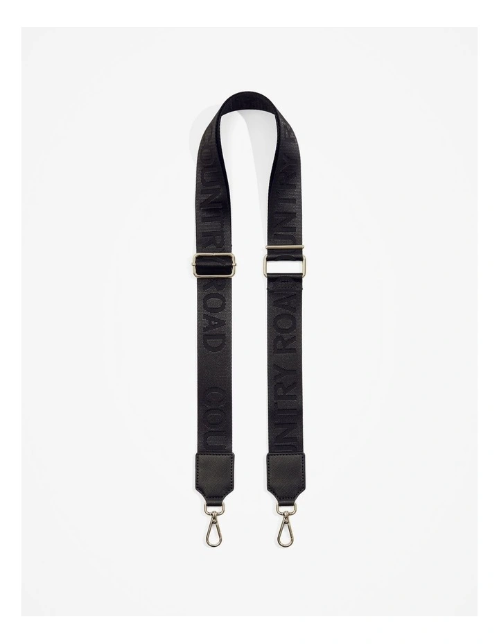 Nylon Branded Bag Strap in Black
