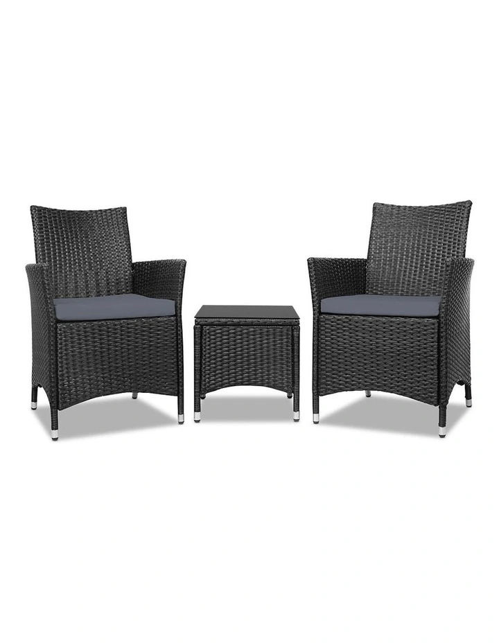 Outdoor Bistro Set 3 Piece in Black