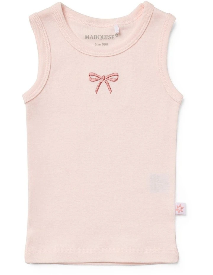 Bow Singlet 2 Pack in Pink and White