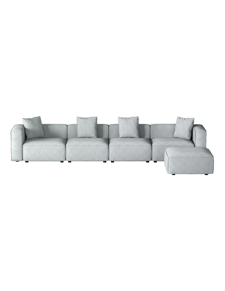 5-Seater Chaise Modular Sofa Set in Grey