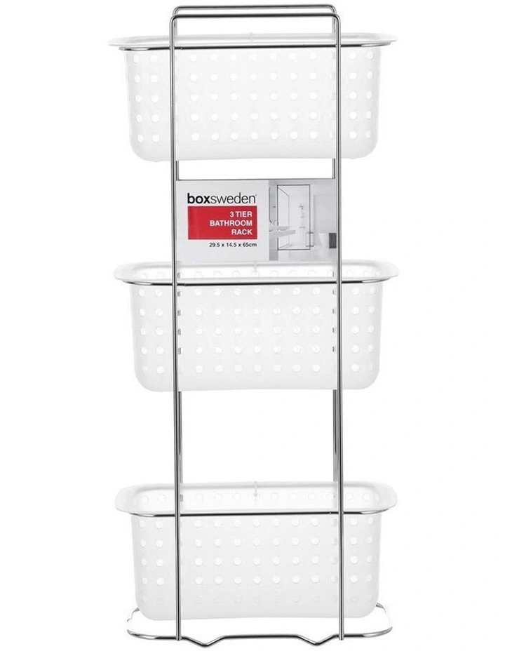 3 Tier Bathroom Rack Standing Storage Organiser Stand Frosted Clear