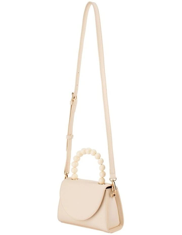 Wendy Acrylic Bead Top Handle Bag in Natural