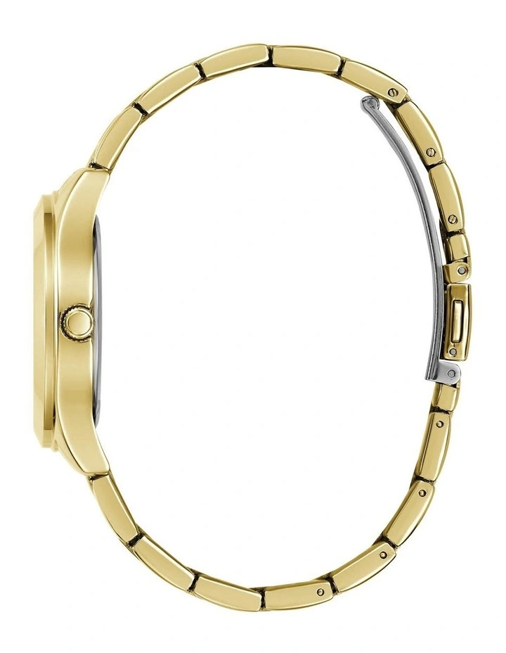 Tri Plaque Stainless Steel Watch in Gold