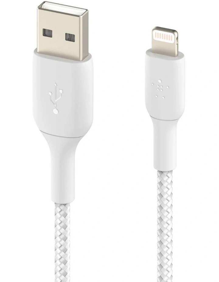 Boost Charge 2m Lightning To USB-A Braided Cable in Black