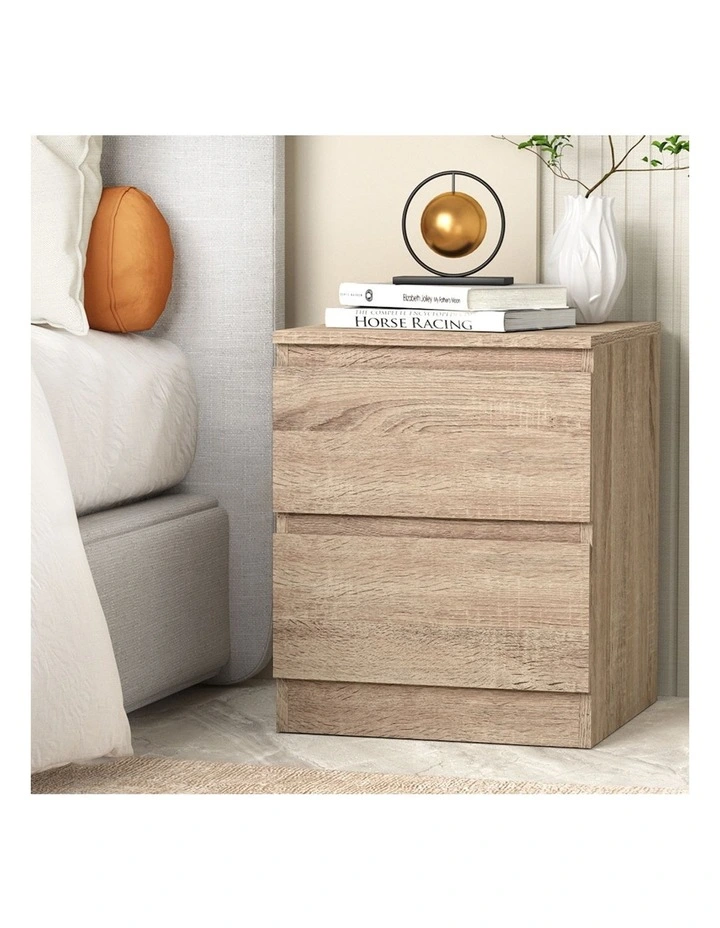 Bedside Table 2 Drawers in Pepe Oak