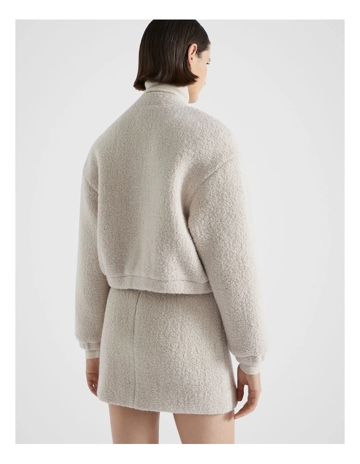 Boucle Bomber Jacket in Oat