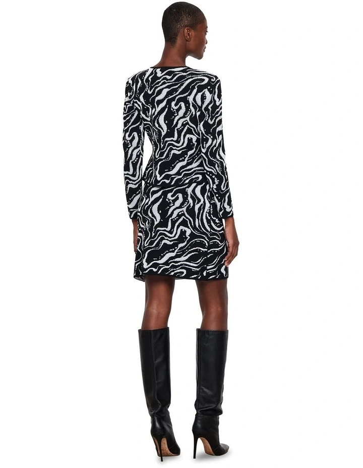 Marble Pointelle Knit Skirt in Black/White