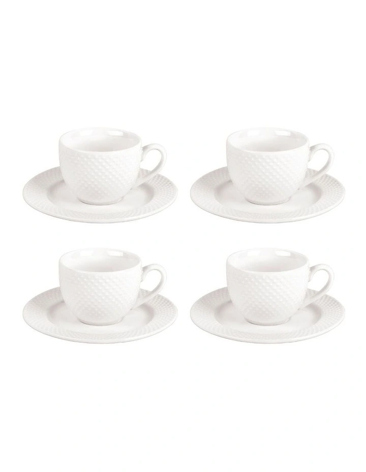 Prominence 4-Piece Bijou Cup & Saucer Set White