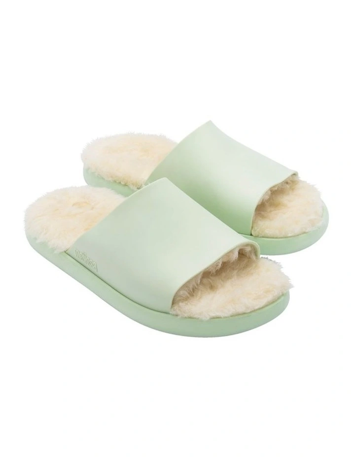 Melissa Fluffy Slide in Green Beige