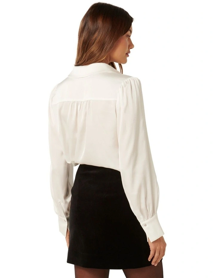 Amelie Embellished Button Shirt in White