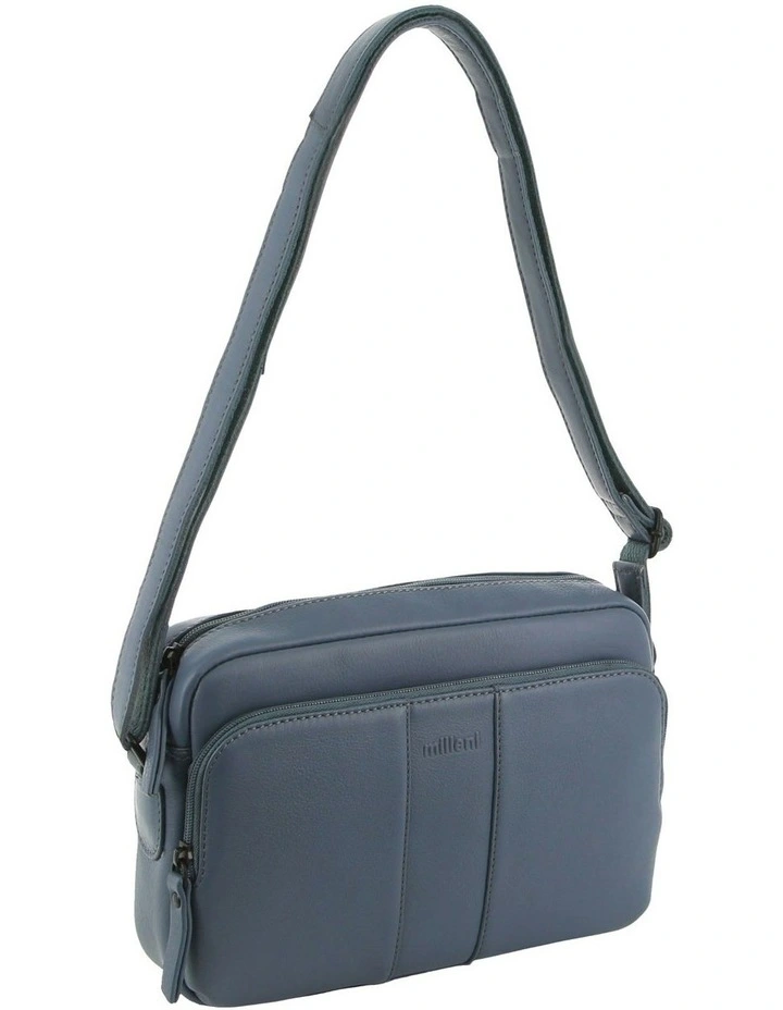 Leather Multi-Zip Cross-Body Bag in Teal