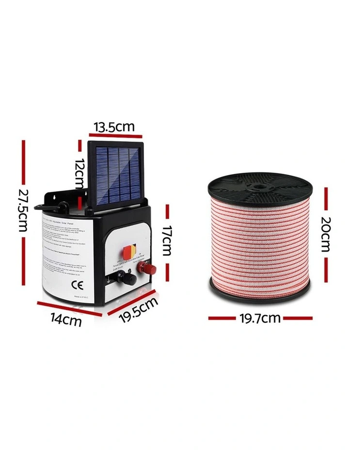 Giantz 8km Solar Electric Fence Energiser Battery Charger