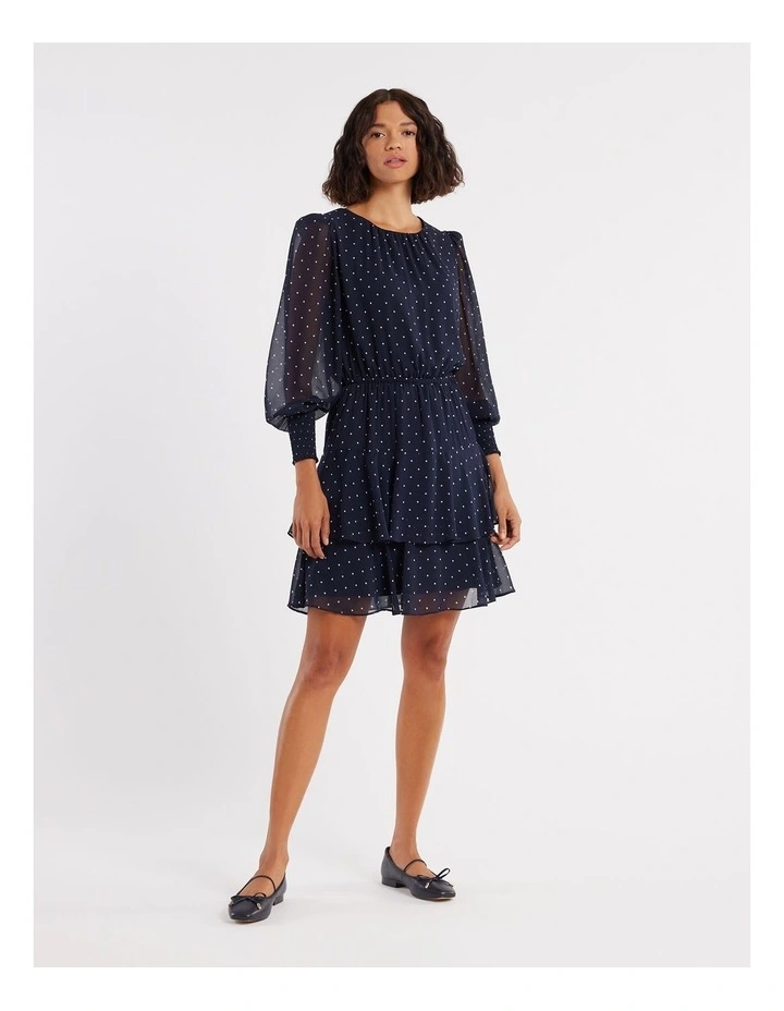 Kelly Spot Dress in Navy/Ivory