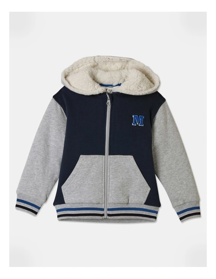 Fleece Zip Thru Sweat Top With Sherpa Lining in Assorted