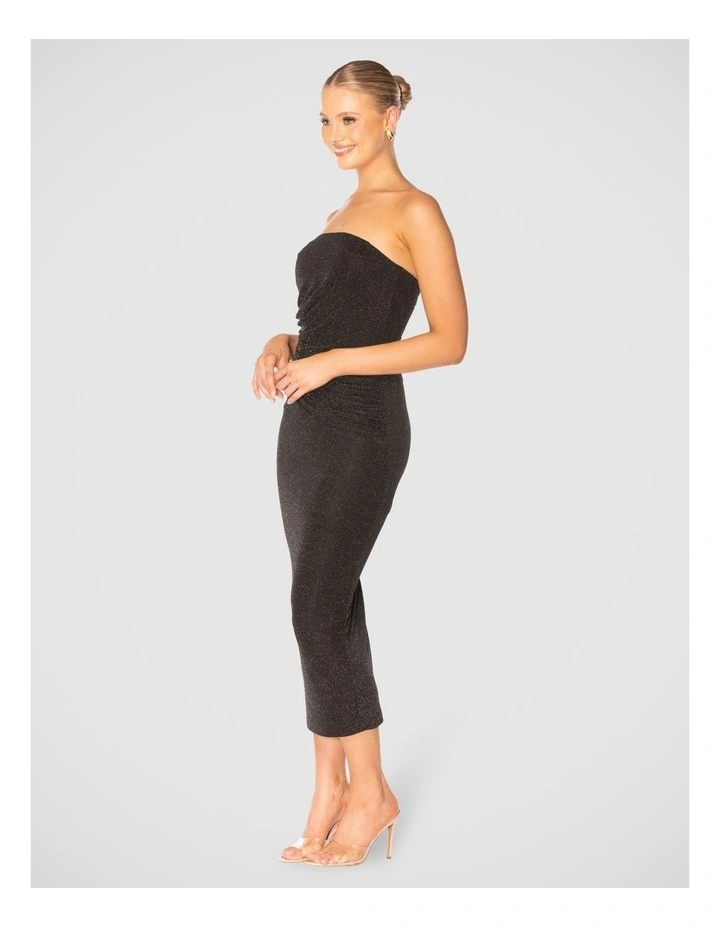 Emely Metallic Knit Dress in Black
