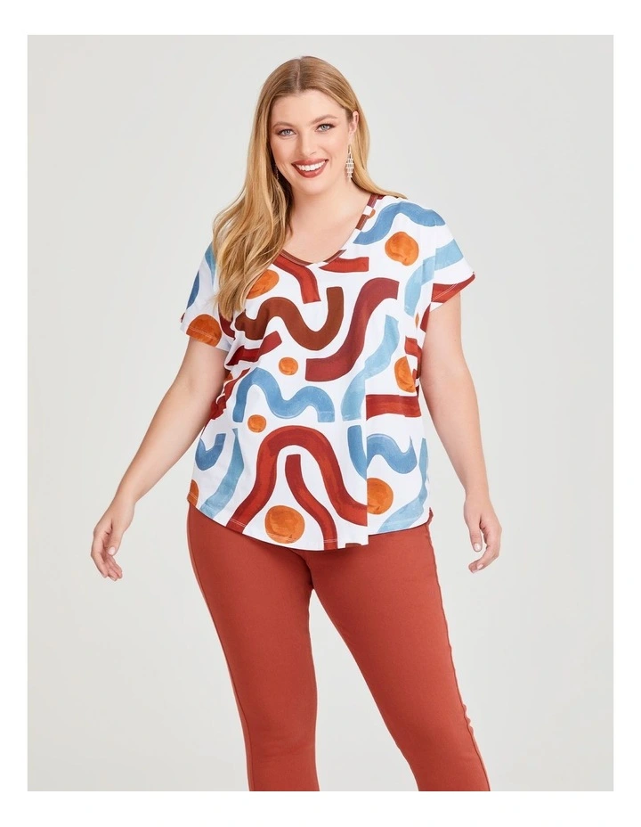 Cotton Abstract Swirl Top in Print
