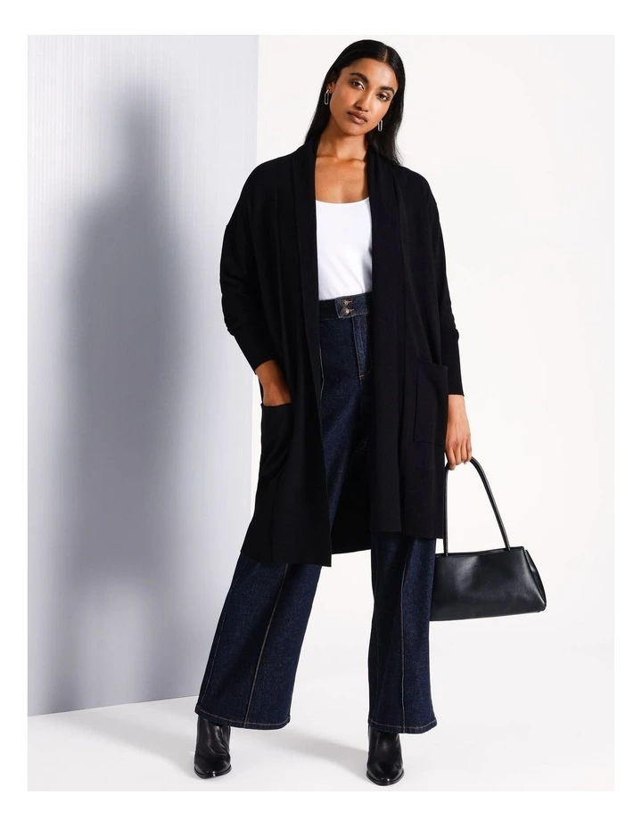 Soft Longline Cardi in Black