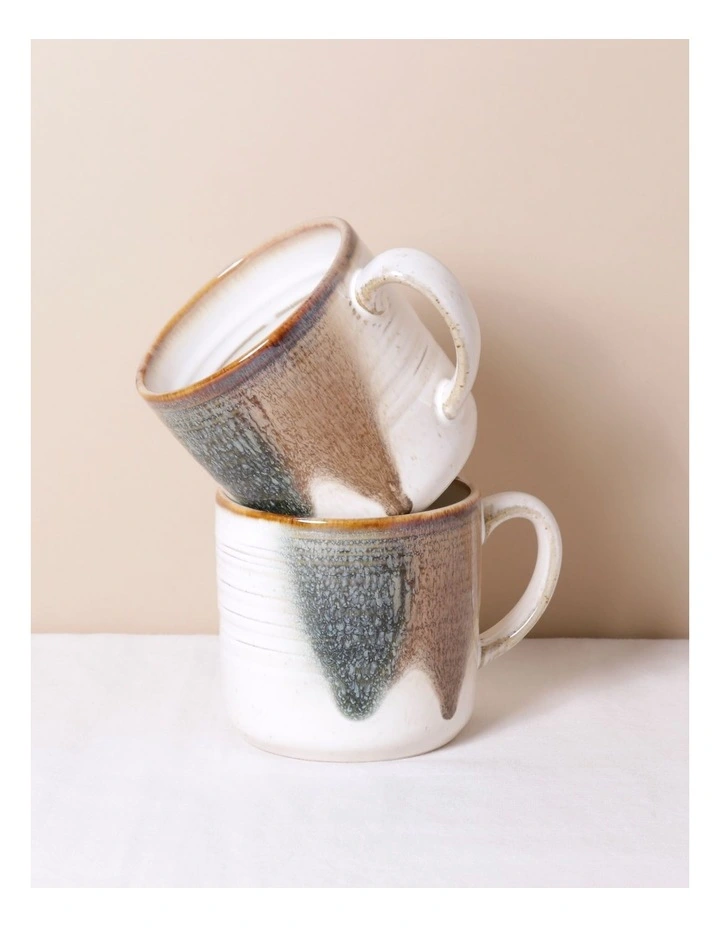 Esperance Poured Speckle Mug Set of 2 in Green