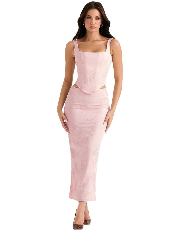 Rafa Satin Longline Corset in Pink
