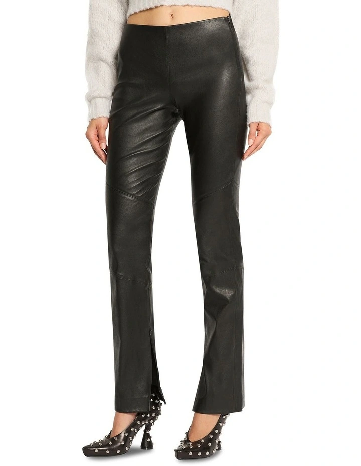 Yves Leather Leggings in Black