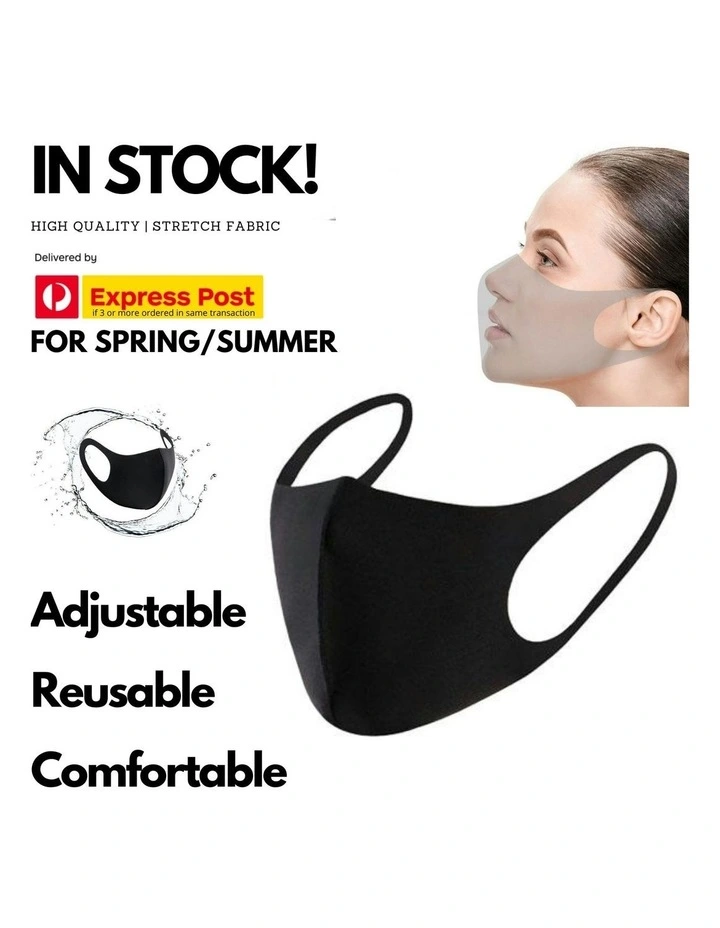 Summer Reusable Breathable Face Mask in Black