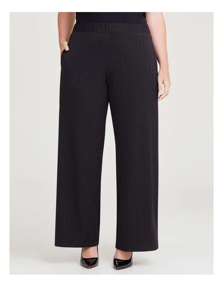 Arryn Lurex Wide Leg Pant in Black