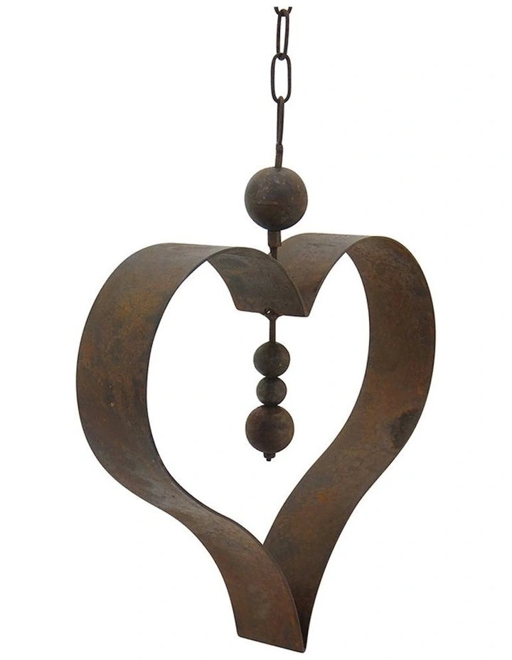Hanging Serenity Heart Ornament in Rust