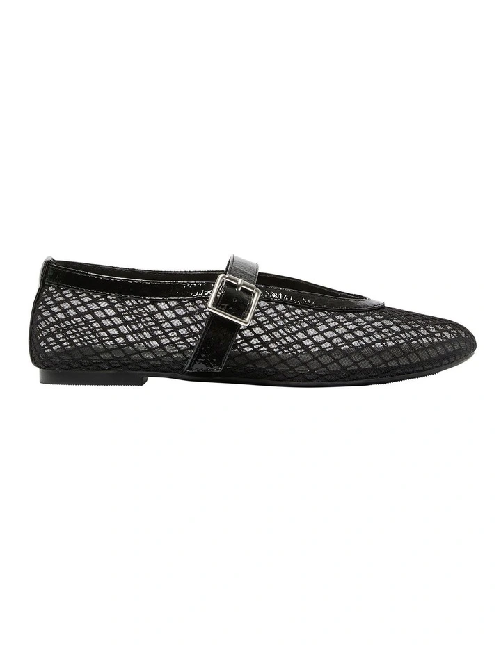 Reign Ballet Flats in Black Mesh