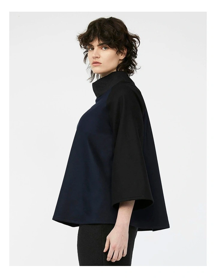 Mosaic Mock Neck Jumper in Navy/ Black