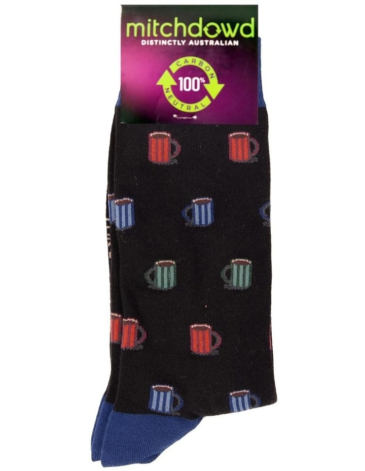 Caffeine Super Fine Cotton Crew Socks in Black