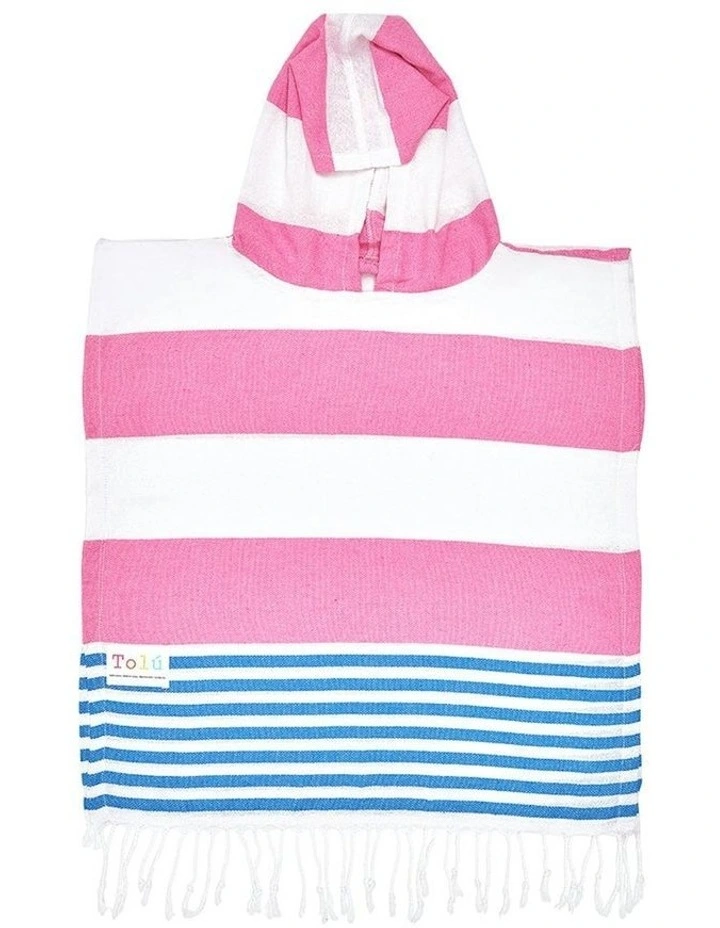 Hooded Beach Towel in Pink/Blue